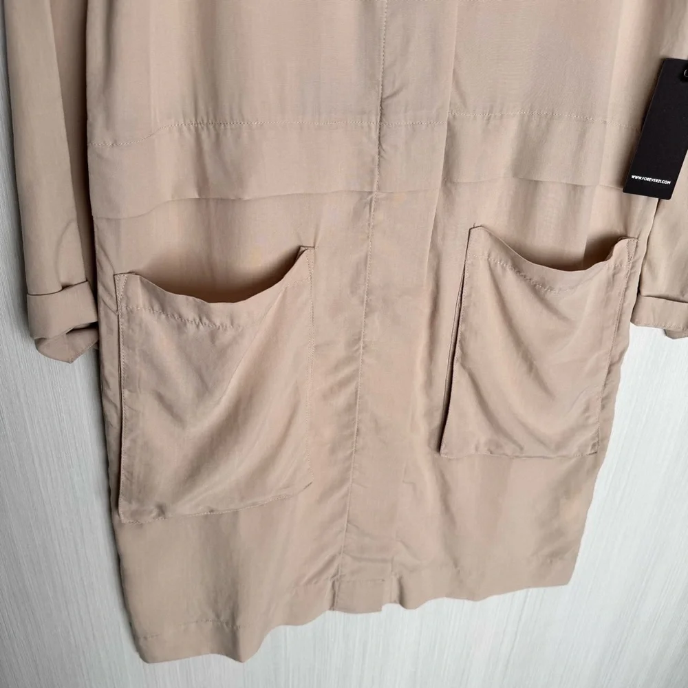 Forever 21 Longline Utility Jacket Beige Lyocell S‎ Lightweight Casual